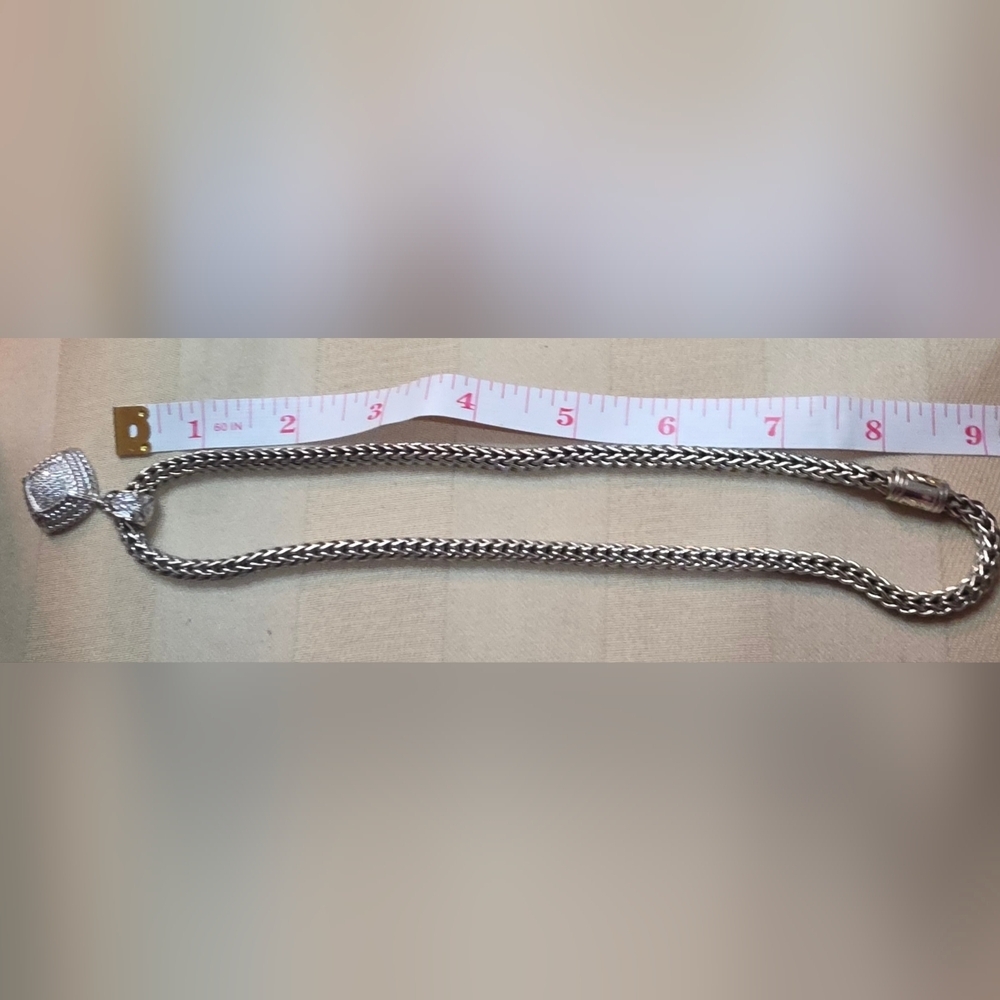 18K GAIL SCOTT GENUINE DIAMOND STERLING SILVER 925 CHAIN & PENDANT 80.95 GR - Picture 5 of 11